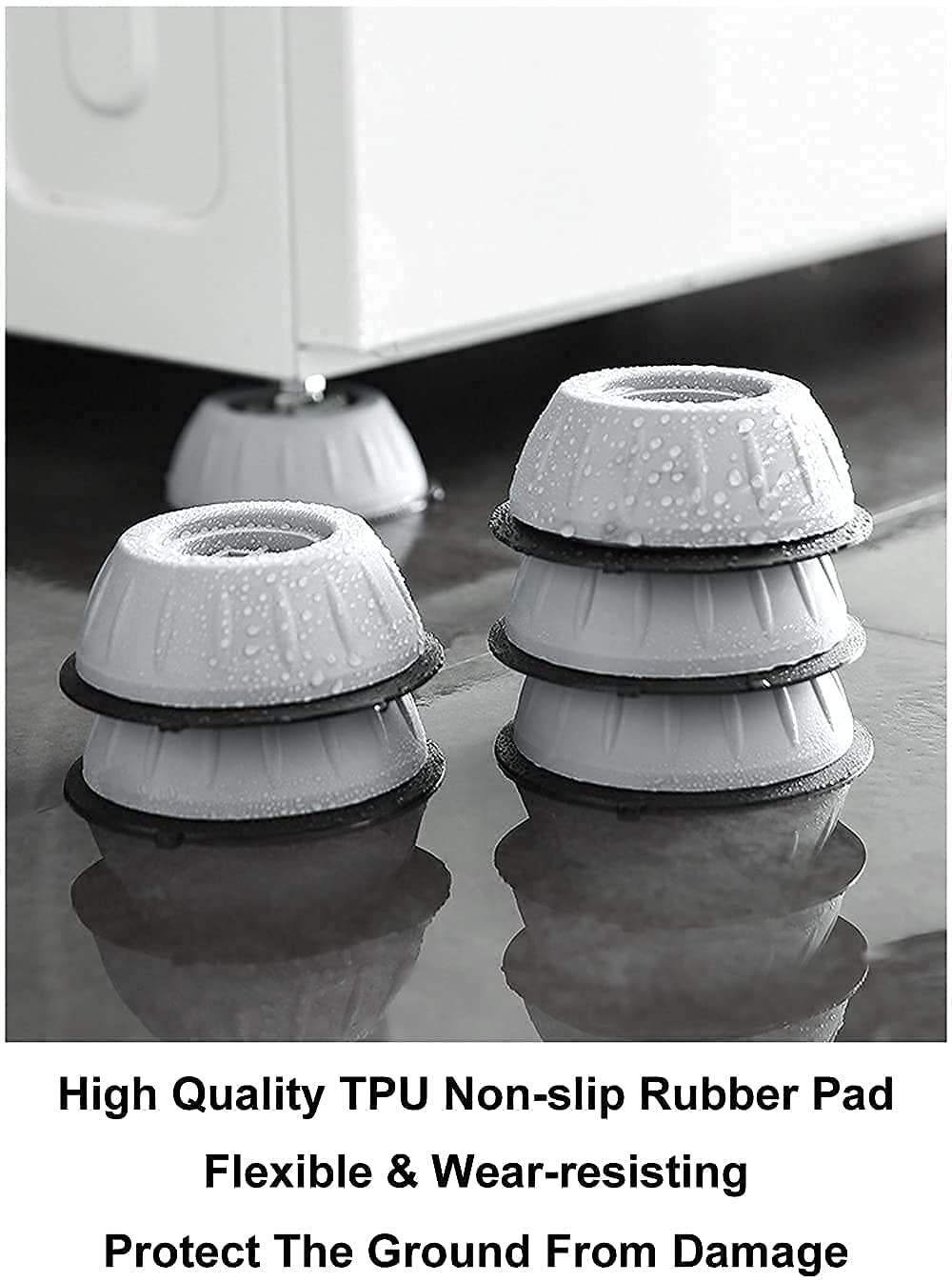 Anti Vibration Pad-Anti-vibration Pads For Washing Machine - 4 Pcs Shock Proof Feet For Washer ? Dryer, Great For Home, Laundry Room, Kitchen, Washer, Dryer, Table, Chair, Sofa, Bed (4 Units)
