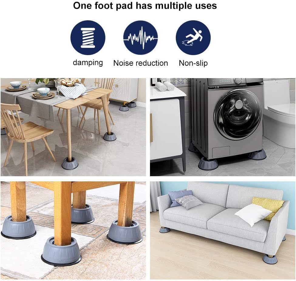 Anti Vibration Pad-Anti-vibration Pads For Washing Machine - 4 Pcs Shock Proof Feet For Washer ? Dryer, Great For Home, Laundry Room, Kitchen, Washer, Dryer, Table, Chair, Sofa, Bed (4 Units)